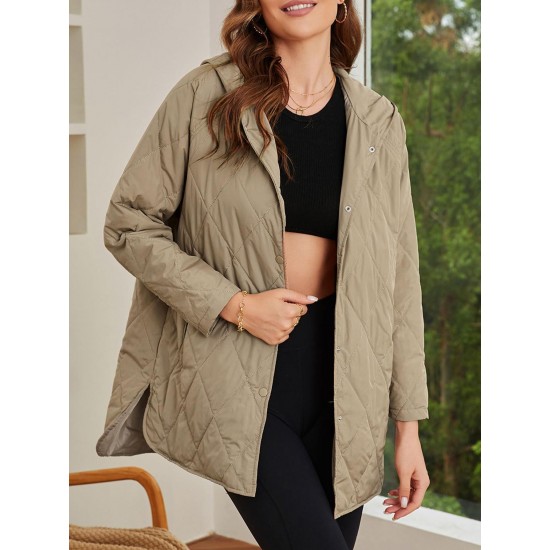 Effortless Style, Chic Plus Size Women's Hooded Winter Coat - Lightweight, Quilted Diamond Design, Casual Long Sleeve Jacket for Fall/Winter Effortless Style, Chic Plus Size Women's Hooded Winter Coat - Lightweight, Quilted Diamond Design, Casual Long Sleeve Jacket for Fall/Winter