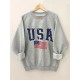 Plus Size USA Print Pullover Sweatshirt, Casual Long Sleeve Crew Neck Sweatshirt For Fall & Spring, Women's Plus Size Clothing Plus Size USA Print Pullover Sweatshirt, Casual Long Sleeve Crew Neck Sweatshirt For Fall & Spring, Women's Plus Size Clothing