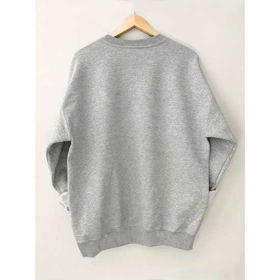Plus Size USA Print Pullover Sweatshirt, Casual Long Sleeve Crew Neck Sweatshirt For Fall & Spring, Women's Plus Size Clothing Plus Size USA Print Pullover Sweatshirt, Casual Long Sleeve Crew Neck Sweatshirt For Fall & Spring, Women's Plus Size Clothing
